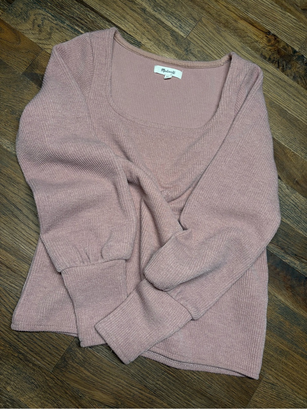 Madewell Rose Pink Scoop-Neck Ribbed Knit Sweater